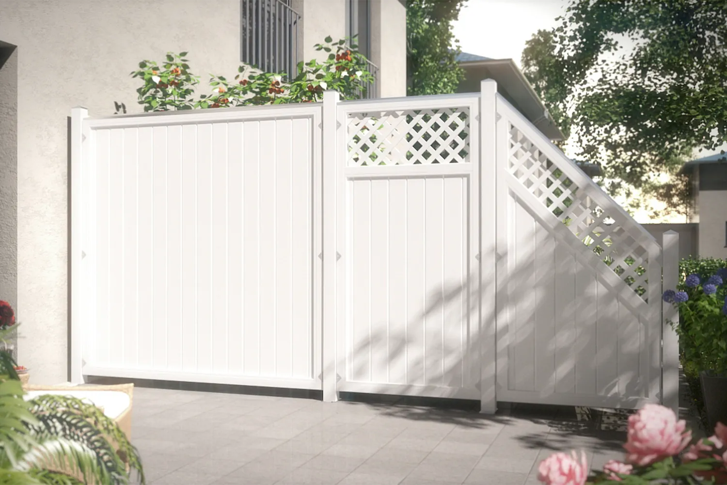 Palissade blanche en PVC